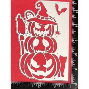 UNBRANDED Halloween Pumpkin Witch Metal Cutting Die BAT BROOM CAT GHOST